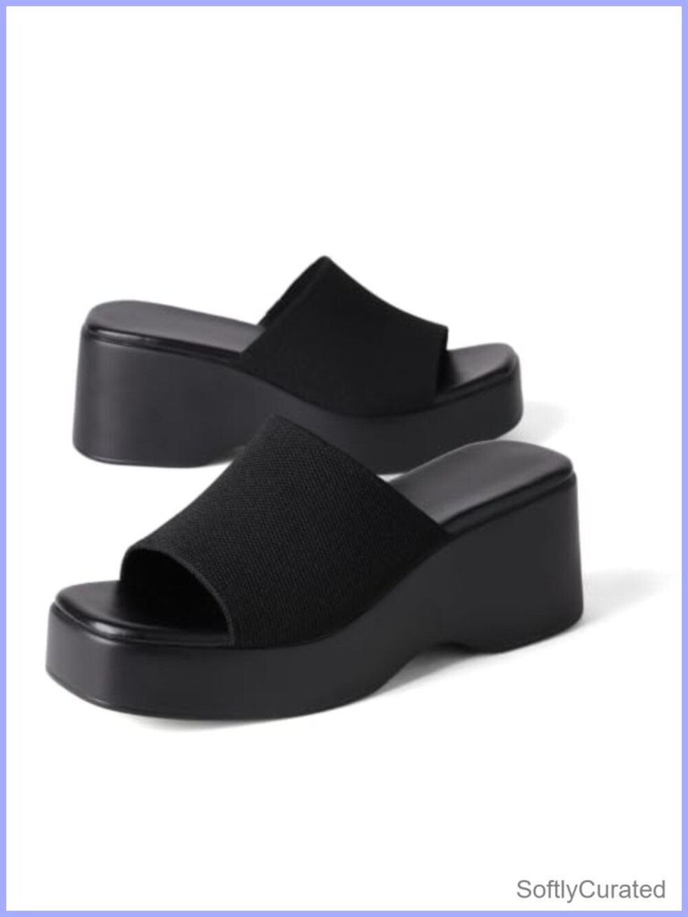 Women's Platform Wedge Sandals Slip On Chunky Knit Summer Shoes